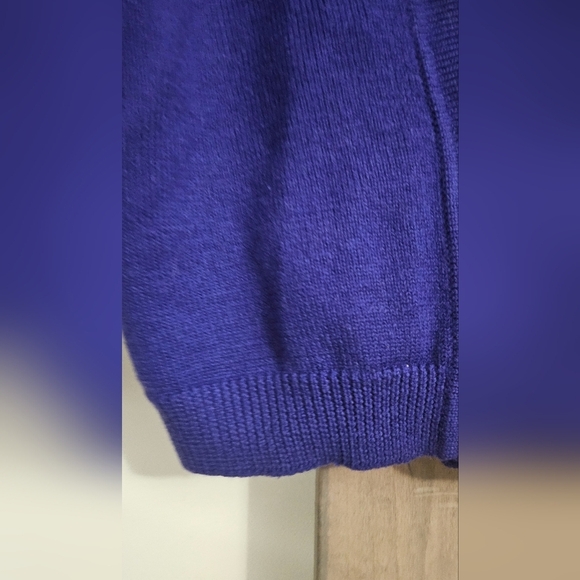 Vintage ADELE JOYCE Petites cobalt blue 100%wool button front cardigan sweater.M - Picture 7 of 10